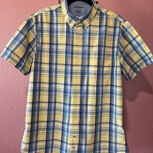 Yellow/Blue plaid short sleeve Men’s button up